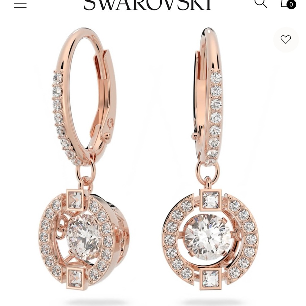 Swarovski Una Drop Earrings – White / Rose Gold-Tone Plated